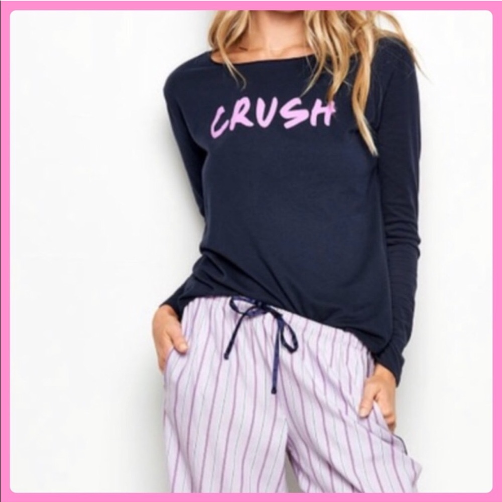 Victoria's Secret Navy and Pink Pajama Set